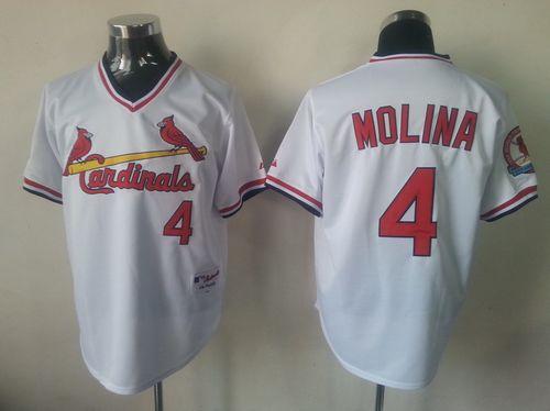 Cardinals #4 Yadier Molina White 1982 Turn Back The Clock Stitched MLB Jersey - Click Image to Close